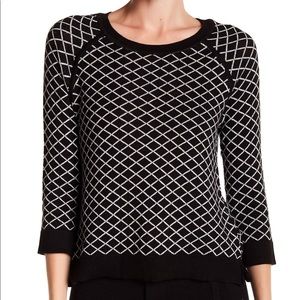PHILOSOPHY Women's Black and White 3/4 Sle…